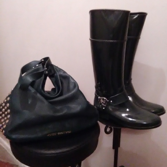 Michael Kors Women's Dark Green Rain Boots - Picture 2 of 8